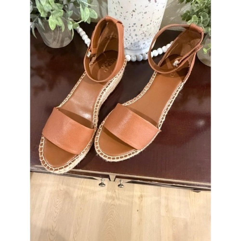 Franco Sarto Pela Cognac Brown Espadrille Wedge Sandals Womens 10M